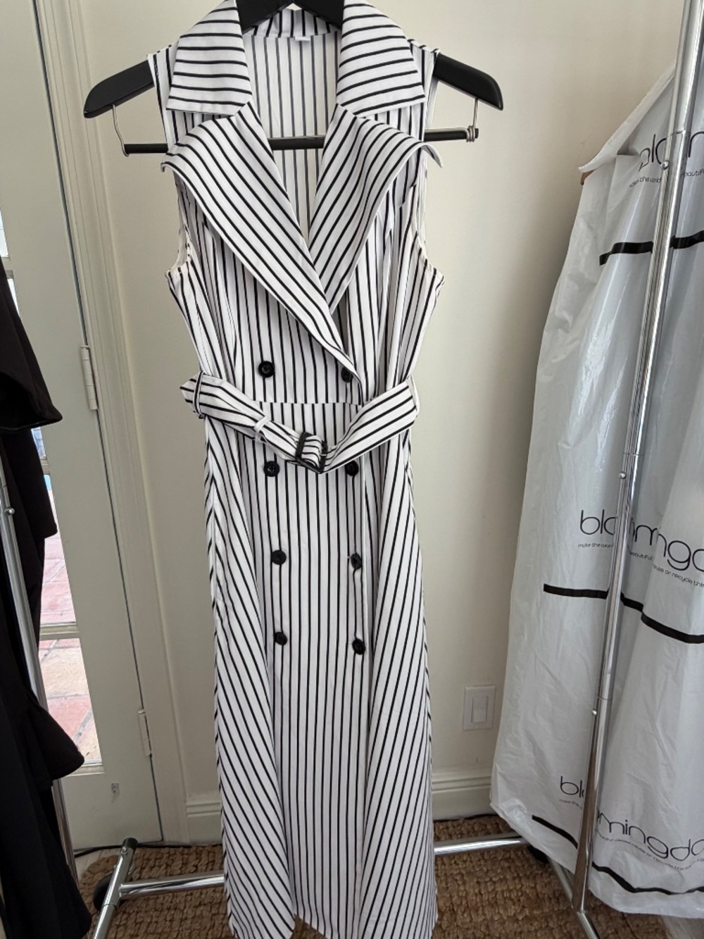 Classic Double Breasted Lapel Stripe Dress